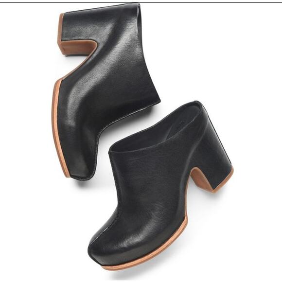 Kork Ease Women's Black Pull-On Sagano Leather Mules Heel Size 6M - Picture 2 of 10